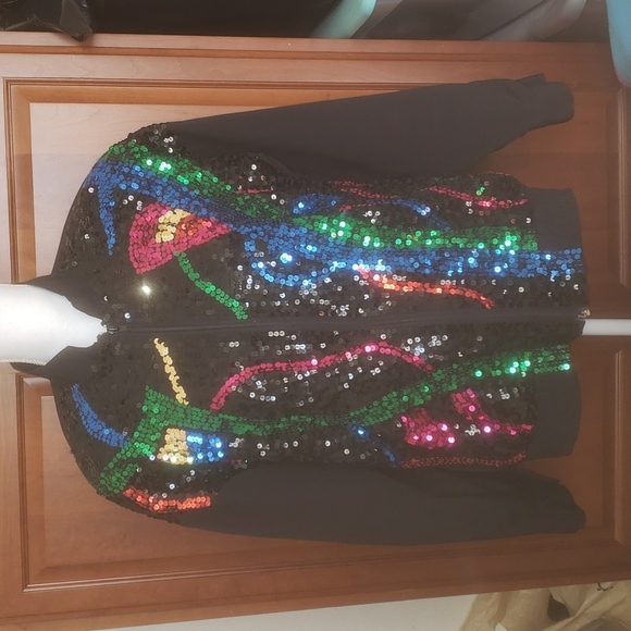 Vintage RegencyCollection for Joyce sz 12 Jacket Sequins Zipper Black Co… - Picture 6 of 12